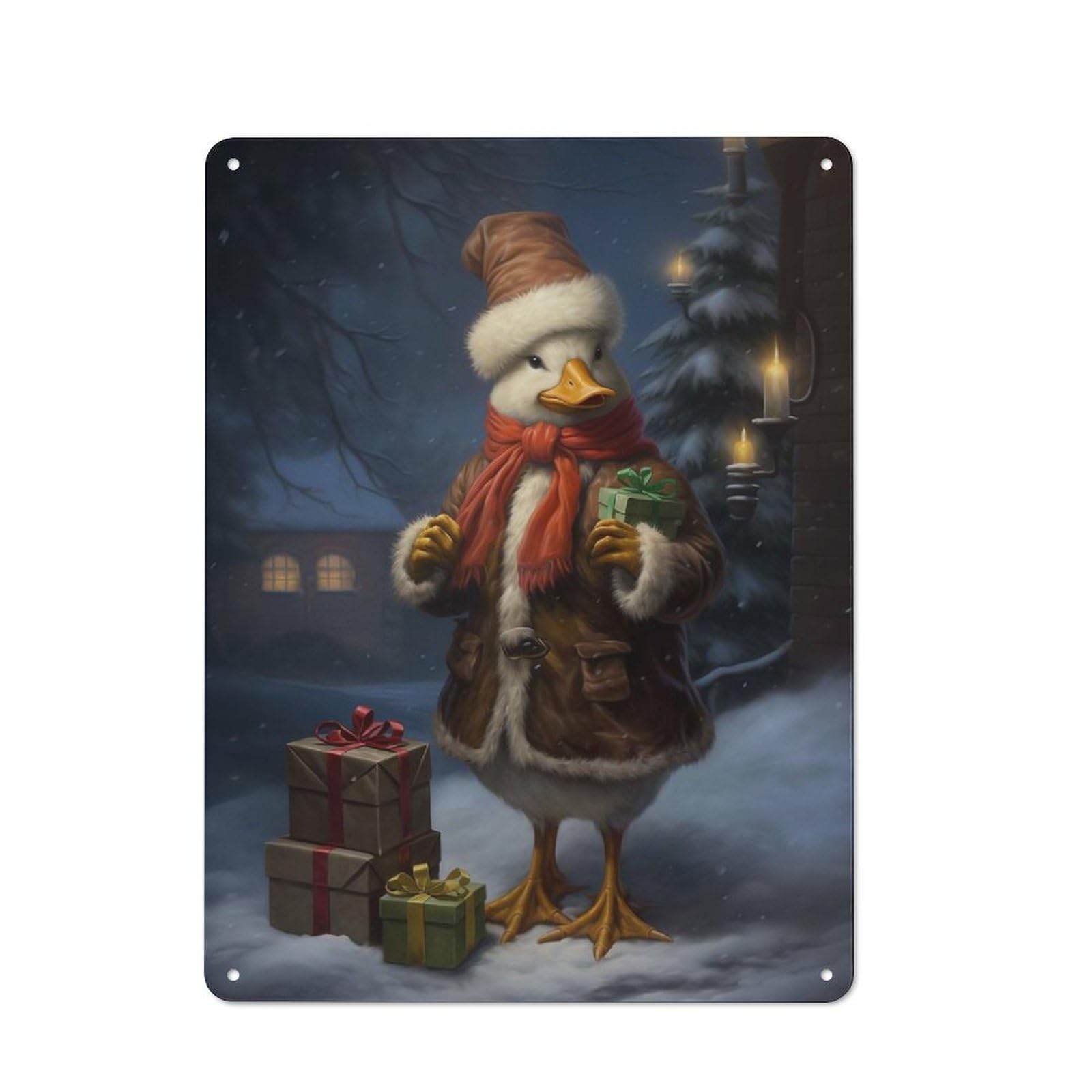 Junmoney Duck Xmas Sweet Metal Plaque 40X30cm With For Garage Wall, Retro Decor, For Garage Decor Collectors Refreshing A Room In Autumn