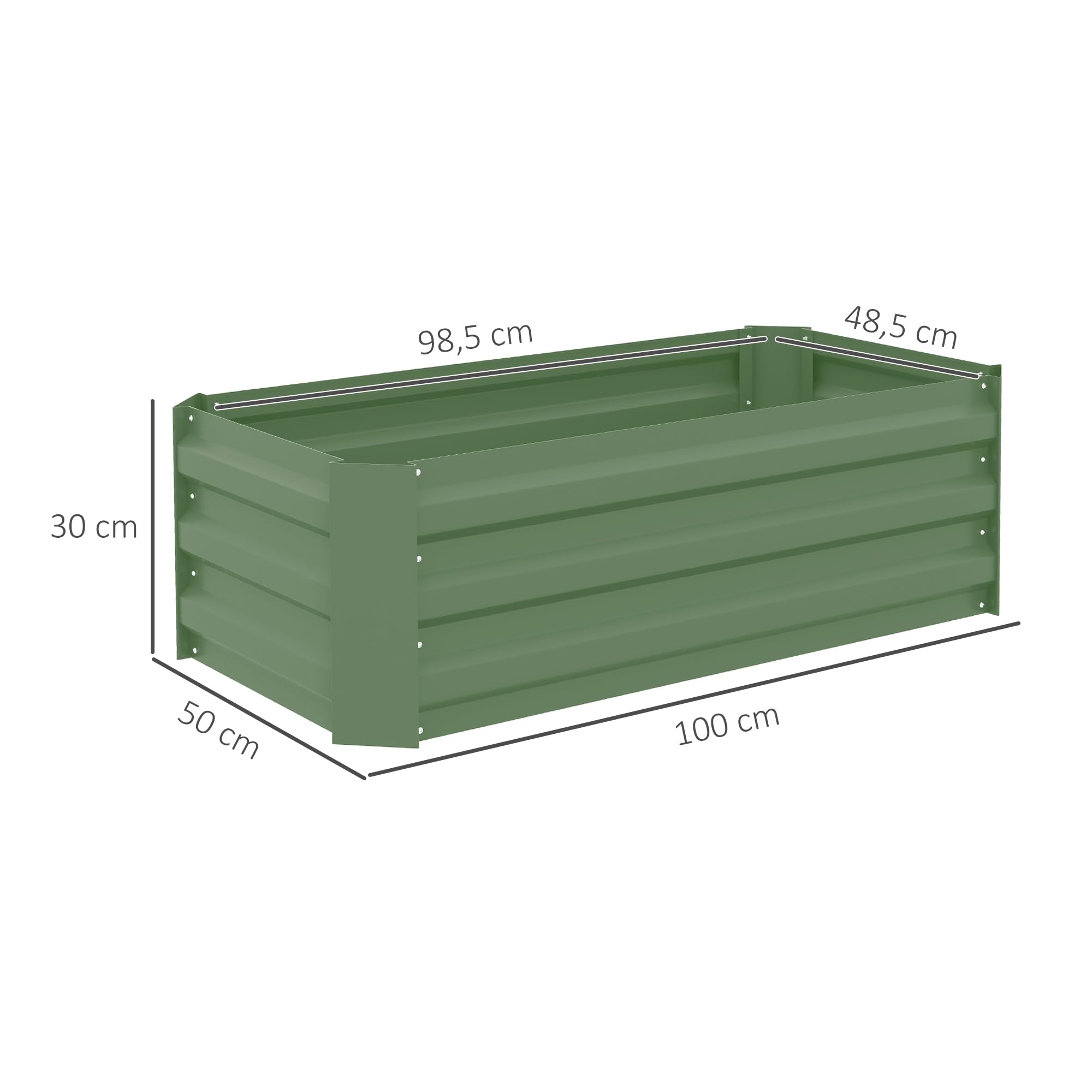 Outsunny Lot de 2 Carré Potager de Jardin 100L x 50l x 30H cm Vert | Tôle d'Acier Ondulée, Potager Extérieur
