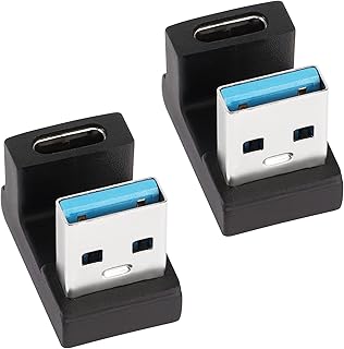 QIANRENON U-Shape USB 3.1 to USB C Adapter 180 Degree USB A3.1 Male to Type C Female Coupler Connector 10Gbps Support Fast Charging Data Transfer OTG 2Pcs