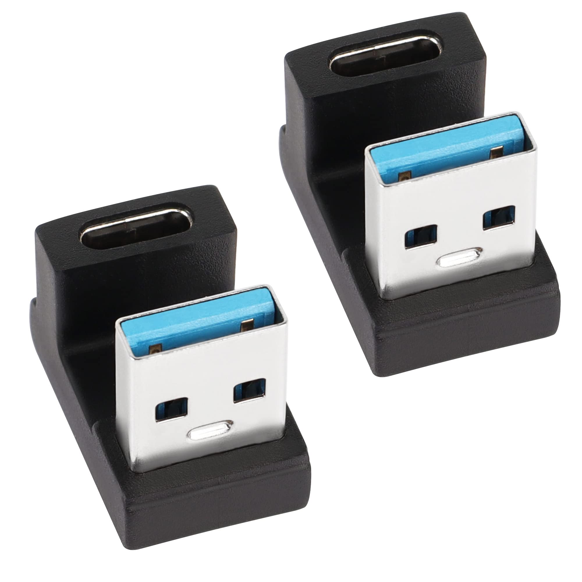 QIANRENON U-Shape USB 3.1 to USB C Adapter 180 Degree USB A3.1 Male to Type C Female Coupler Connector 10Gbps Support Data Transfer OTG 2Pcs