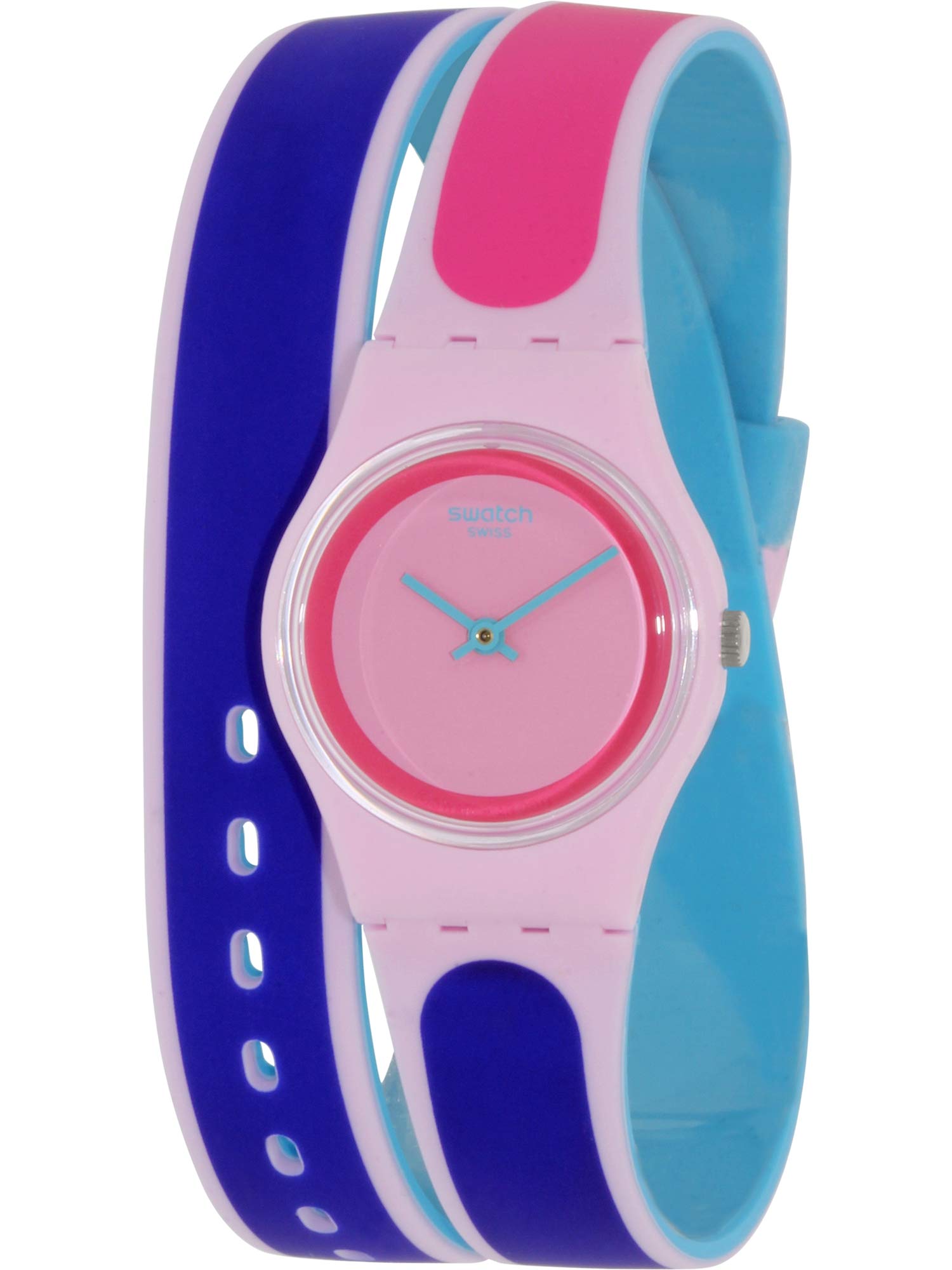 Swatch Kauai Pink Dial Blue And Navy Silicone Ladies Watch  display picture 2