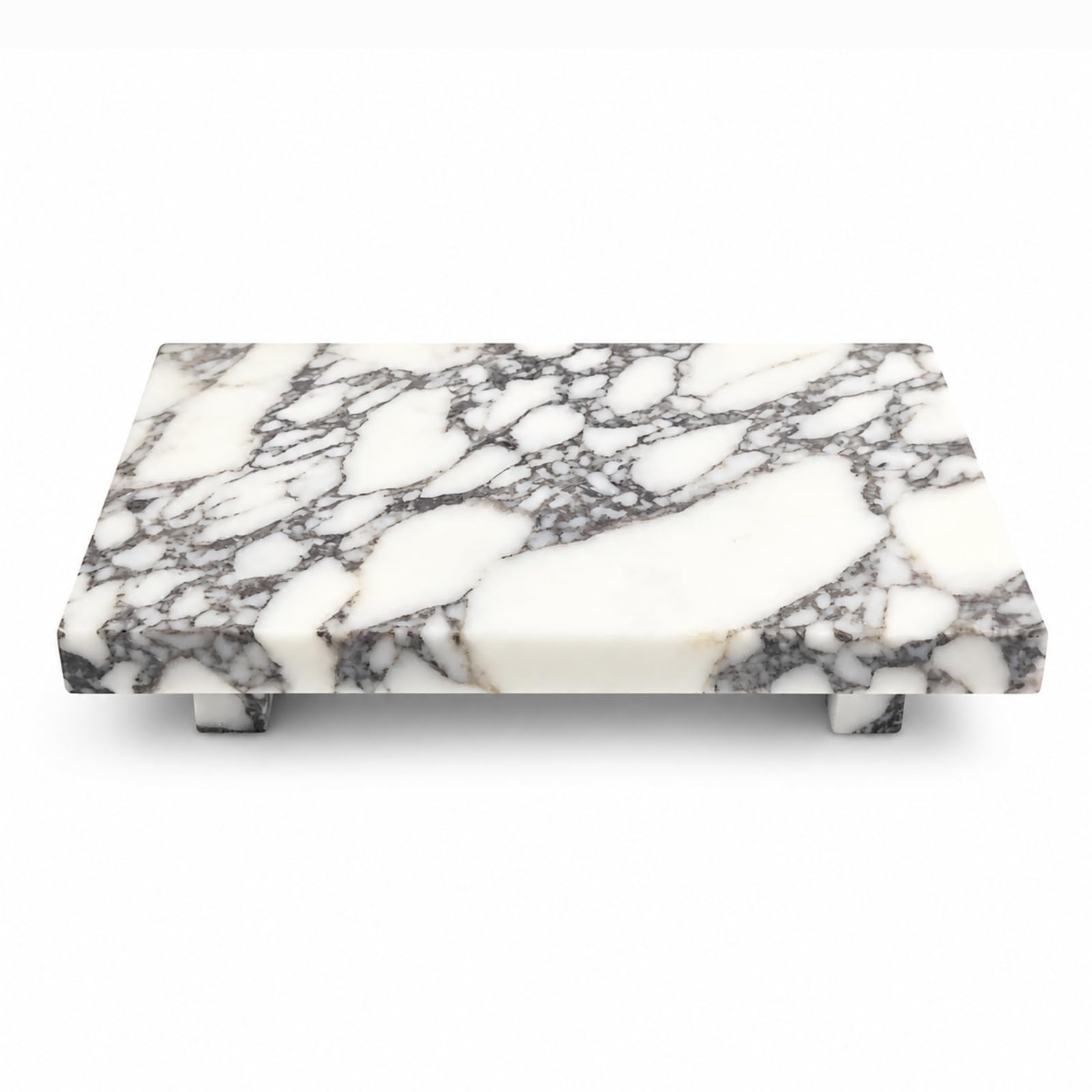 White Marble Display Stand with Decorative Vase, Elegant Vanity Organizer for Bathroom Counter and Dresser, Stone Jewelry and Perfume Tray