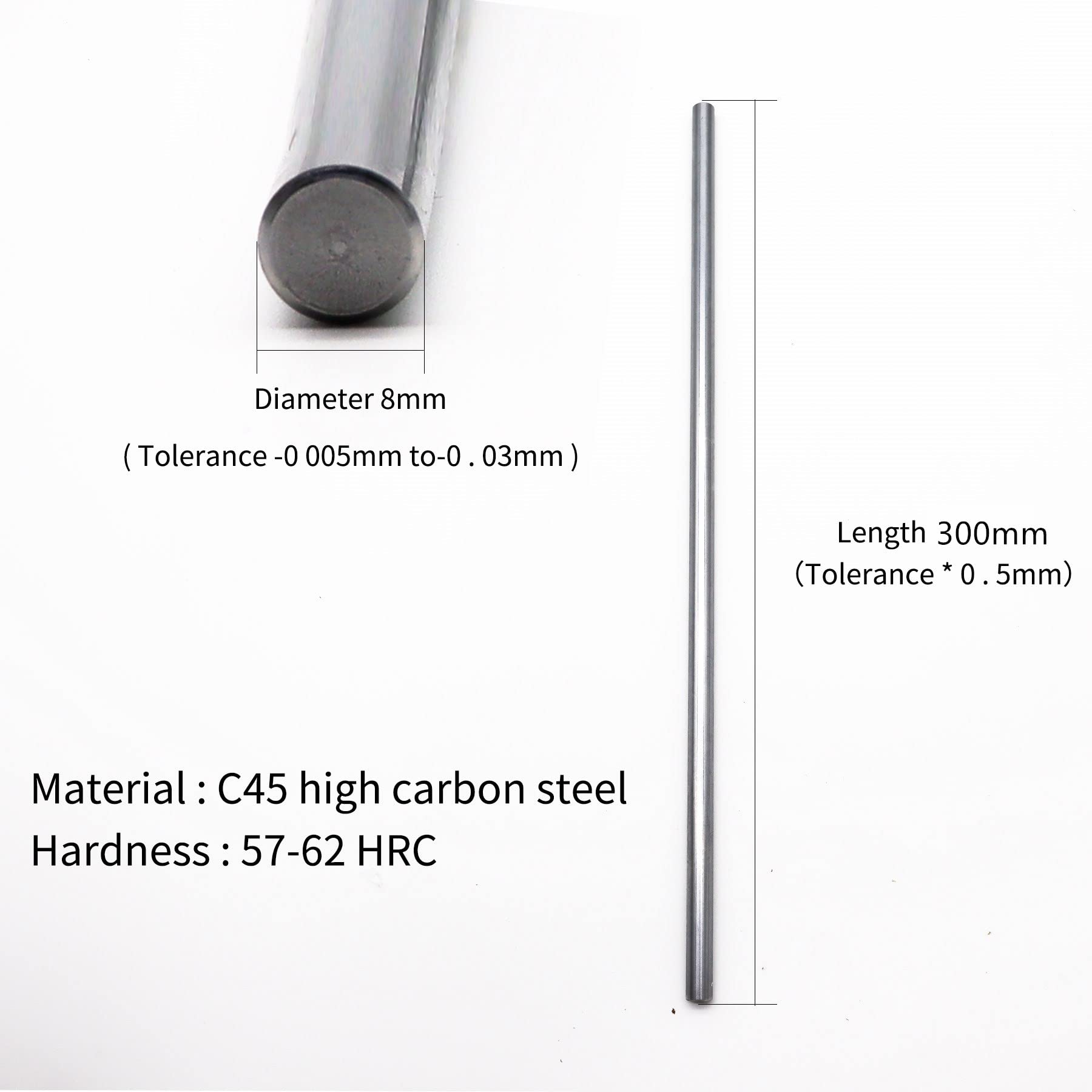 4PCS 8mmx 300mm (0.32" x 11.81") Case Hardened Chrome Plated Linear Motion Rods Linear Rail Rod Shaft for 3D Printer, DIY, CNC - Metric h8 Tolerance — Amazon image 4