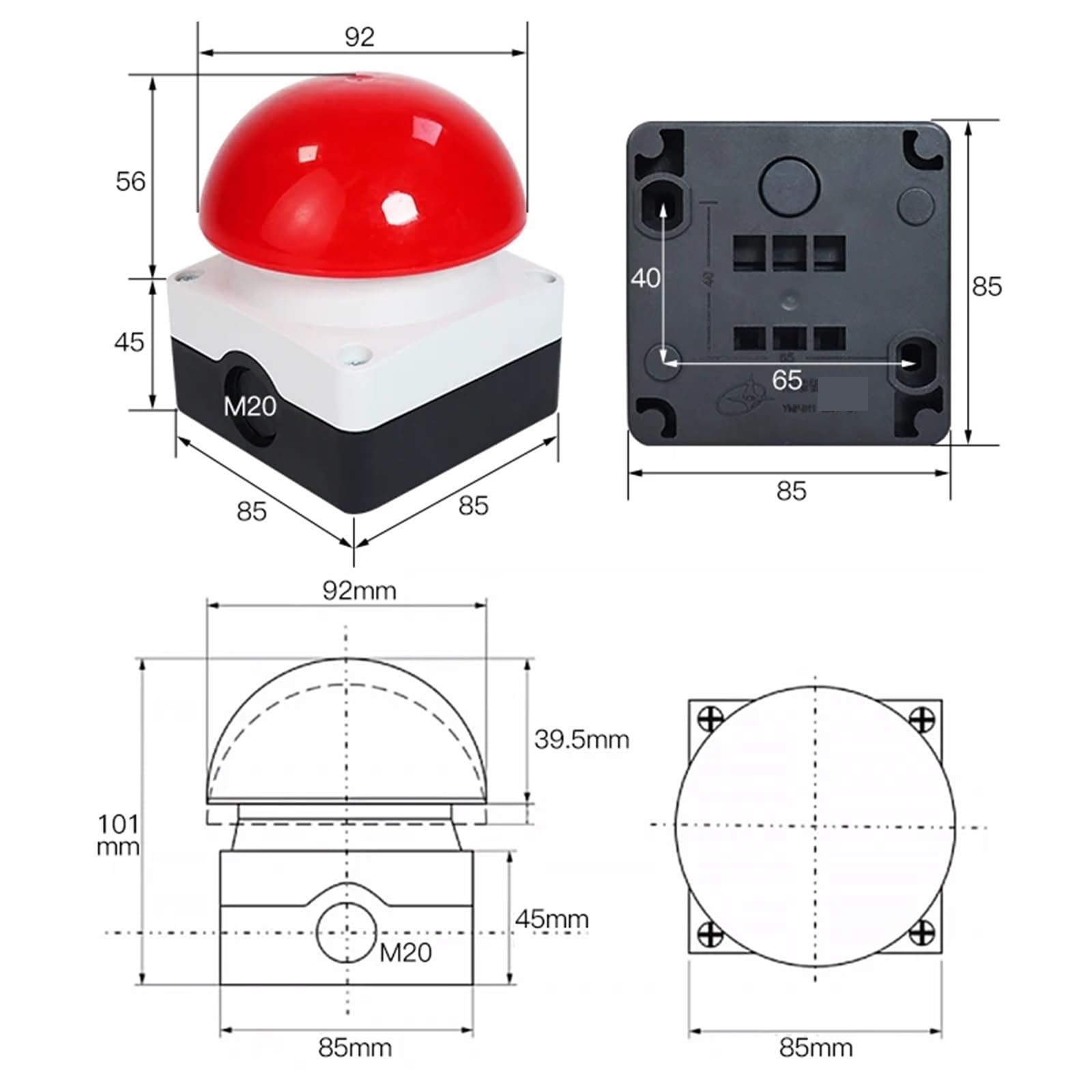 Bouton poussoir à pédale e-stop IP67, interrupteur au pied momentané à réinitialisation automatique, arrêt d'urgence champignon, 1 pièce