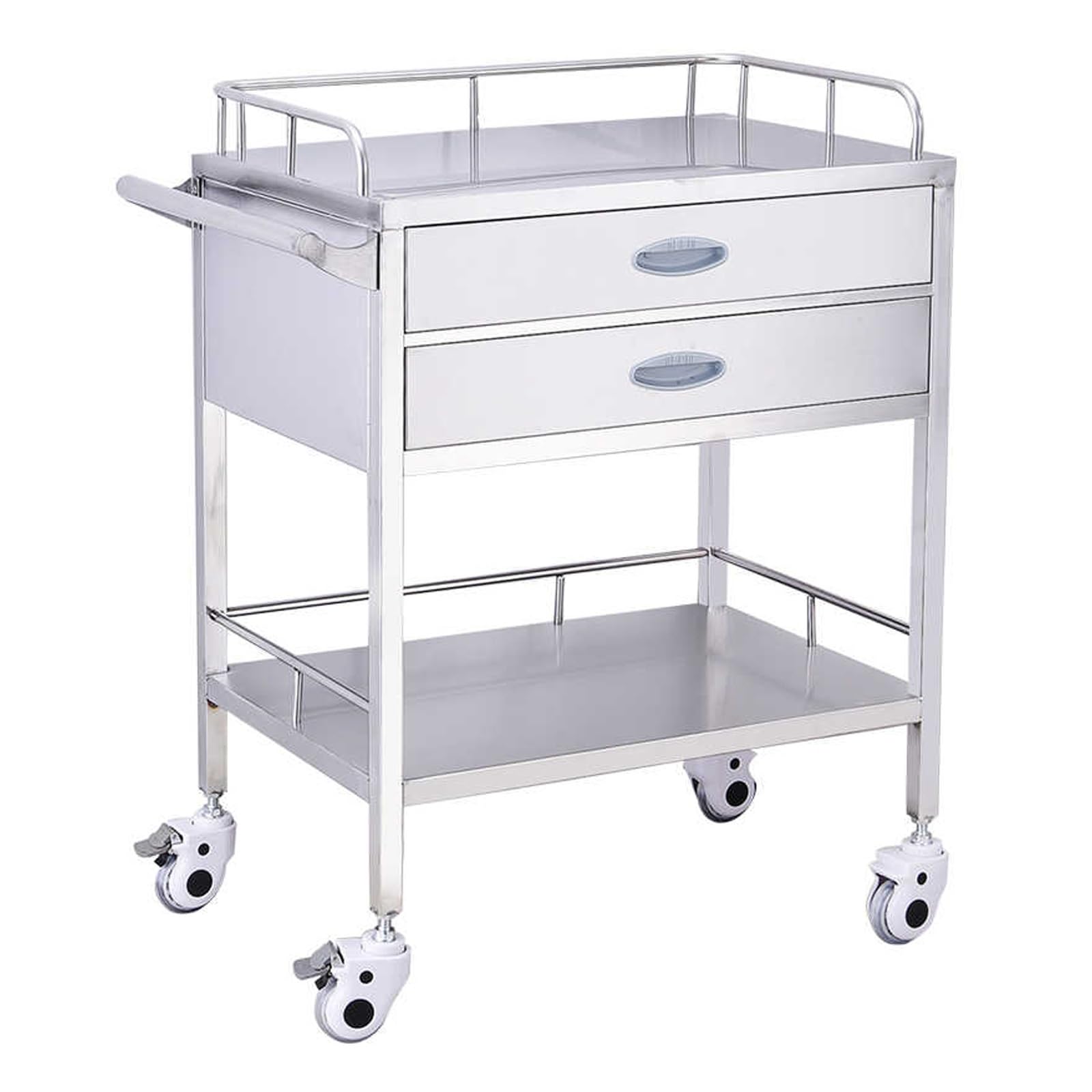 Servierwagen Edelstahl Serving Lab Trolley, Laborwagen Edelstahl 2 Ablagen, Transportwagen Laborwagen teewagen, für Labor, Krankenhaus, Zahnarztpraxis, Salon usw