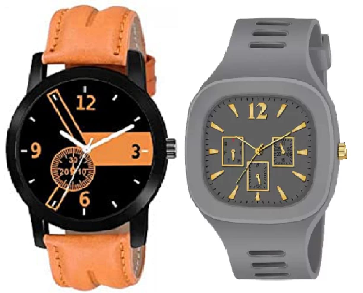 SELLORIA dial Square Shape Analog and with Digital Silicon Strap Stylish Designer Watch Kids Watch for Boys Pack of 2 (Grey) (B0C543XHNY) Amazon Price History, Amazon Price Tracker