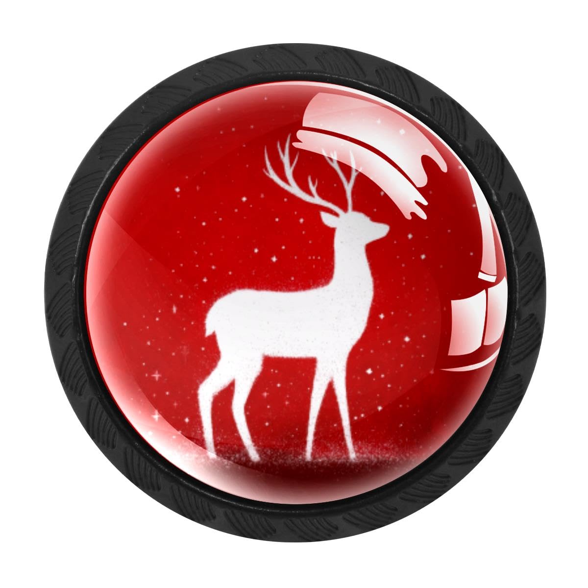HEOEH 4 PCS Cabinet Knobs, Christmas Deer Red Drawer Knobs Dresser Handles