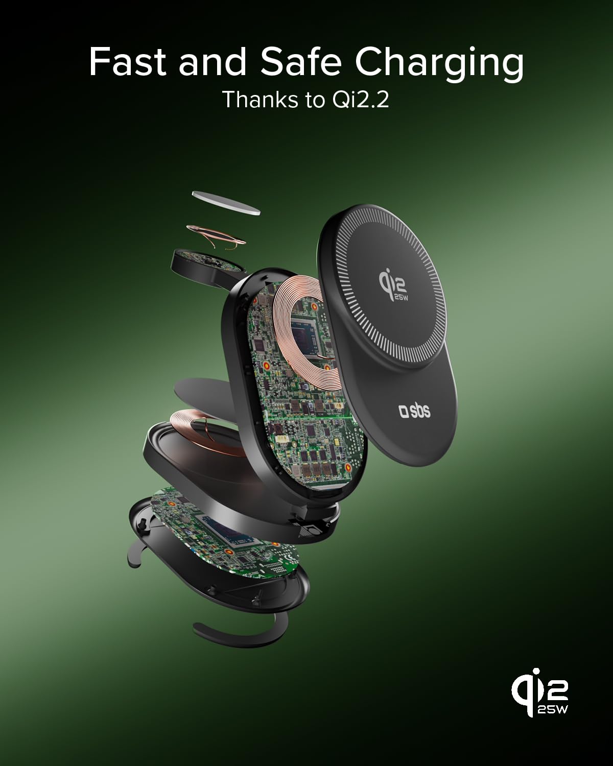SBS Qi2 25W Power Dock 3w1 MFI MagSafe, Bezprzewodowa Ładowarka do iPhone, AirPods, Apple Watch, Szybkie Ładowanie 35W (25W+5W+5W), Magnetyczna Ładowarka, Zasilanie USB-C, Certyfikowany MFI, Czarny