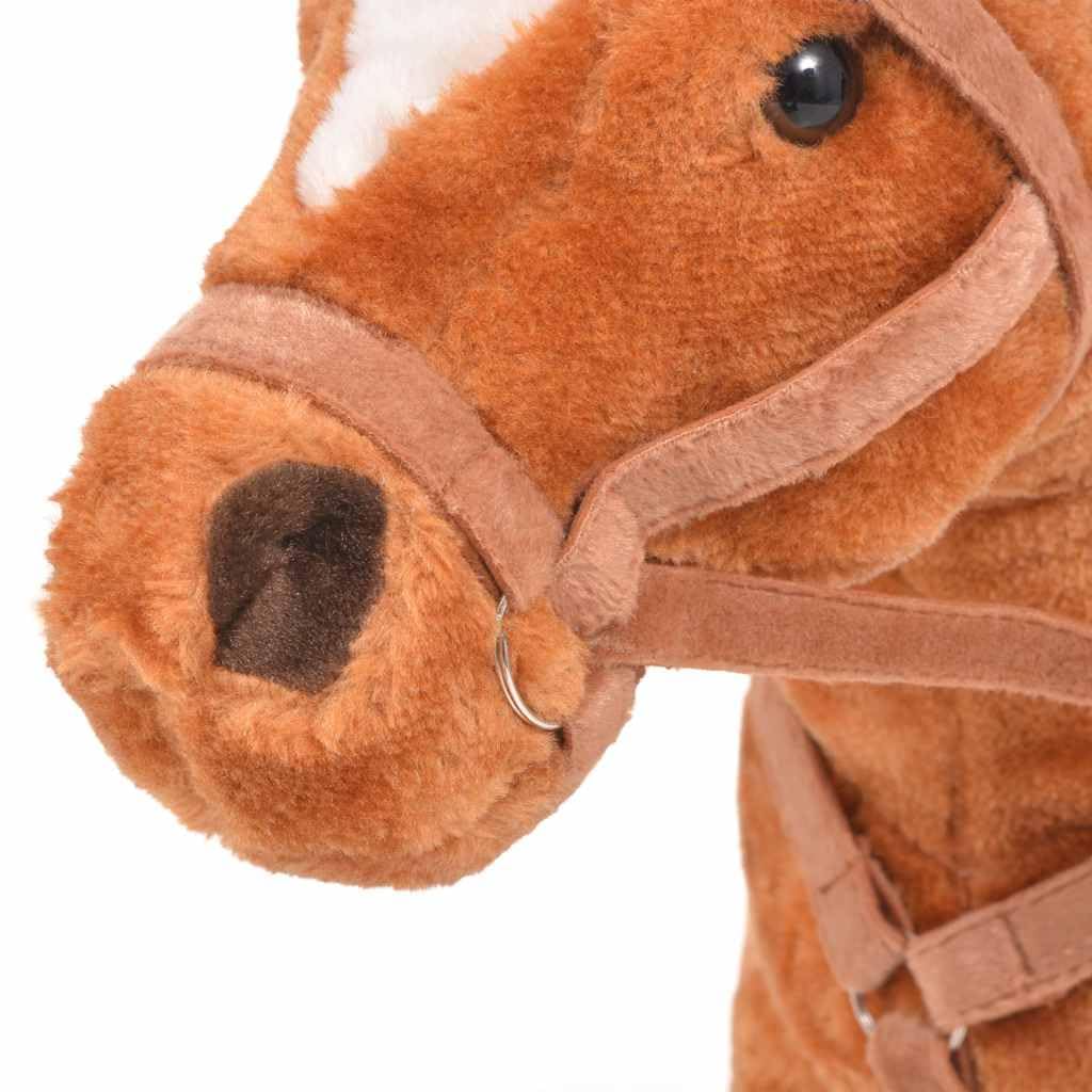 Peluche cavallo in piedi, marrone, peluche con funzione sonora, sella e redini, 64 x 60 cm, portata fino a 100 kg, per bambini dai 36 mesi in su