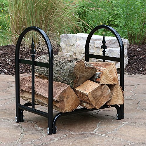 Sunnydaze 2-Foot Decorative Firewood Log Rack - Indoor/Outdoor Black Powder-Coated Steel Wood And Kindling Storage Holder - Fireplace, Stove And Fire Pit Accessory #TOP4