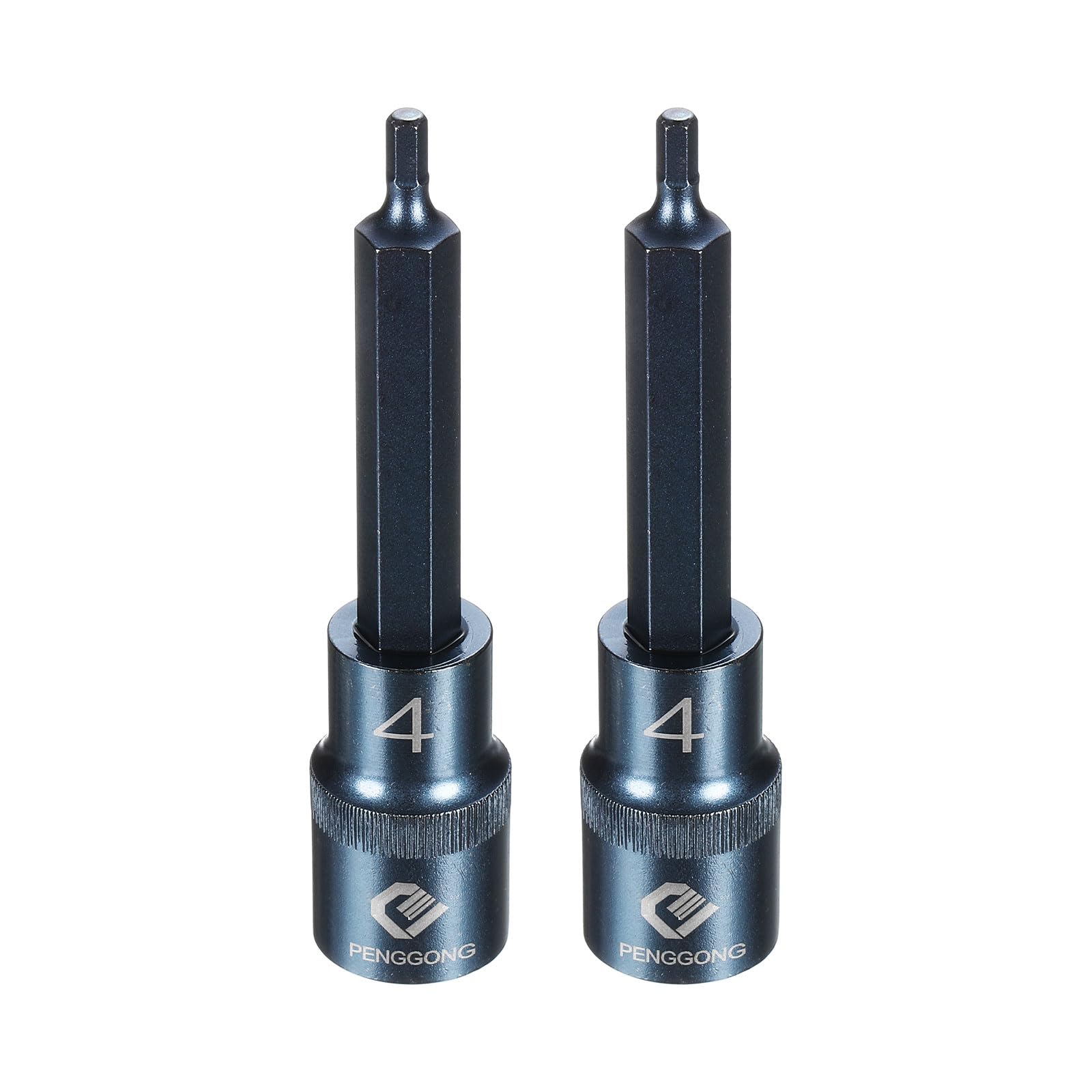 sourcing map 2pcs 1/2" Drive Impact Hex Bit Socket H4 (4mm) Metric 4" Length S2 Steel 6-Point Sockets for Power Drill Drivers Adapter, Blue — image 1
