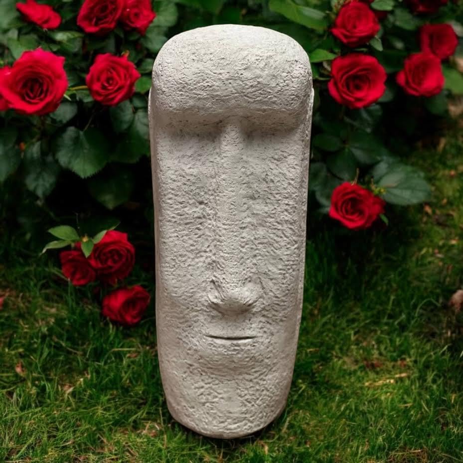 Concrete Rock Statue Easter Island Sculpture Moai Head Decoration Landscape Decor Backyard Rock Figurine Easter Island Gift