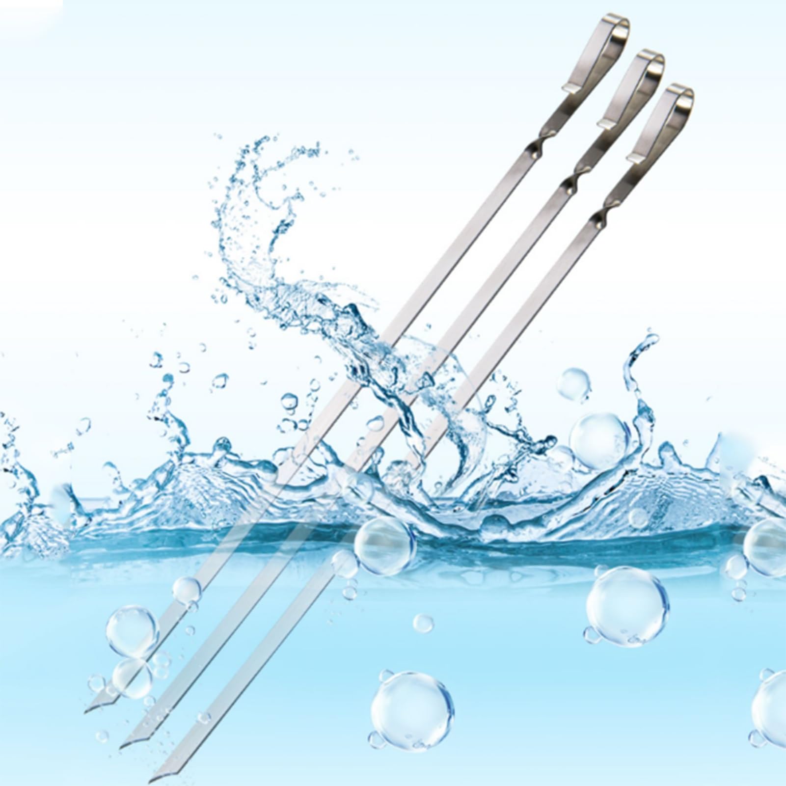 Spiedini for Barbecue, Impermeabili e antiruggine, spiedini for Grigliare Lunghi e Piatti, Carne Facile da Indossare, riutilizzabili, for Carne, gamberi, Pollo e Verdure (Size : 10)