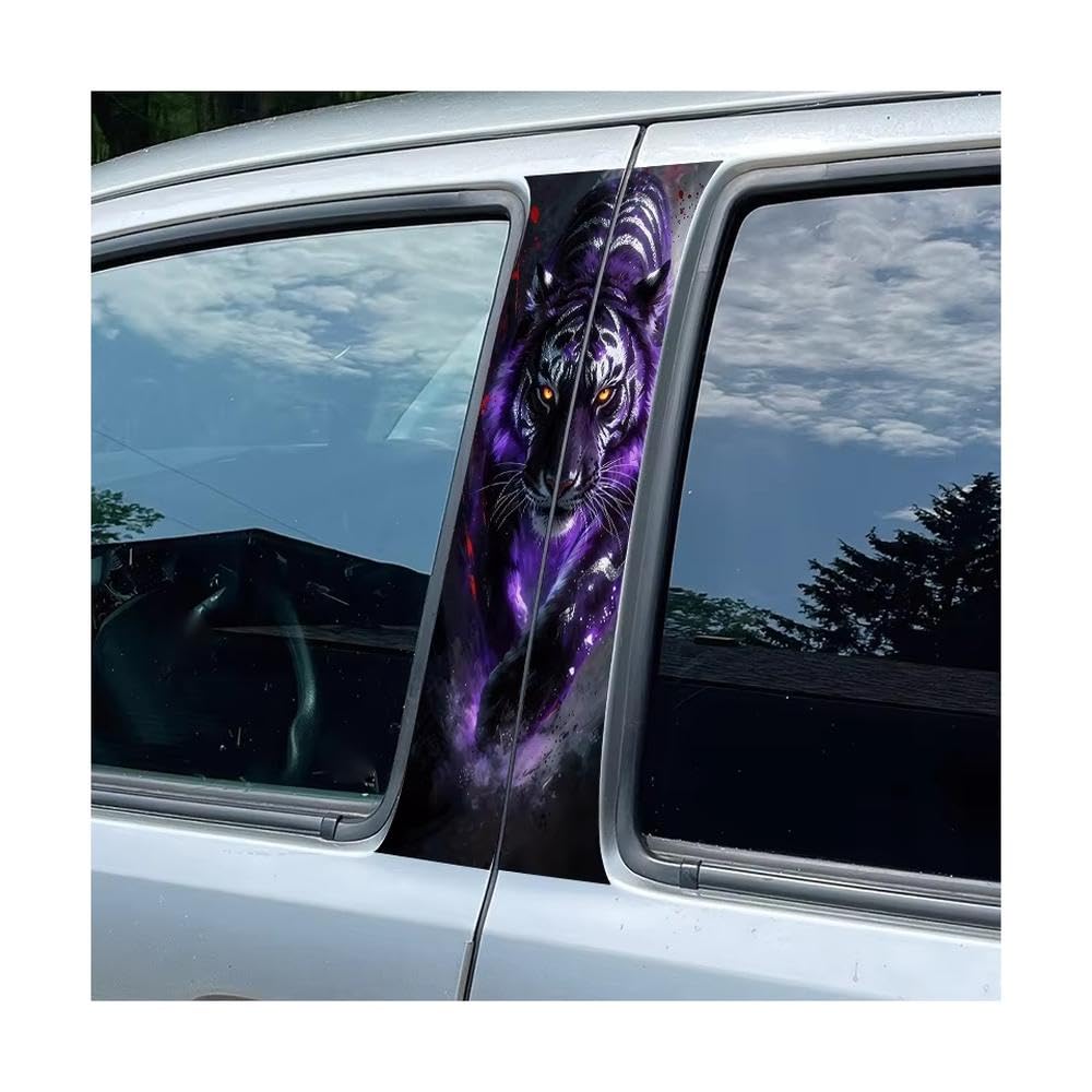 Bertdcx One Color Car Pillar Decals Waterproof Stickers Amethyst Tiger Glossy Protective Polyethylene Film Auto Parts