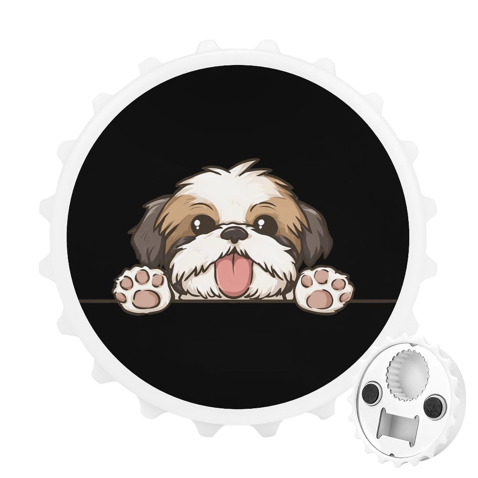 Playful Shih Tzu Puppy Dog Magnetic Bottle Opener Refrigerator Magnet Fridge Magnets Kitchen Supplies