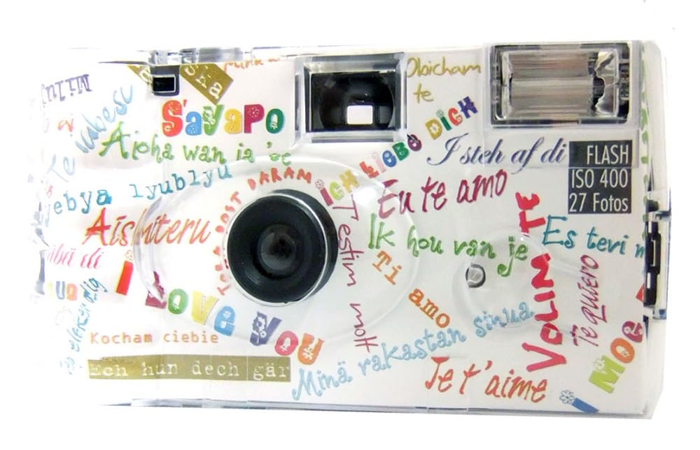Lot de 2 appareils photo jetables 1A PHOTO PORST Edition I Mog Di en blanc, multicolore, avec flash, piles et film (lot de 2, 27 prises chacune)