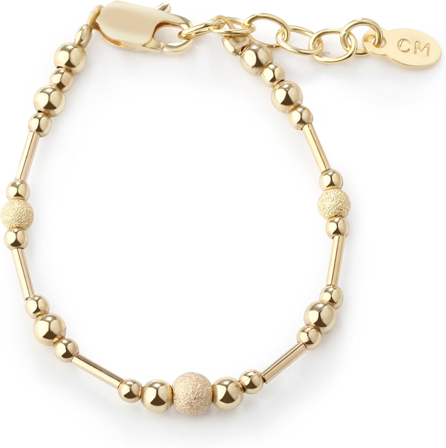 Cherished Moments Children's 14K Gold-plated and 925 Sterling Silver Bracelet with Cultured Pearls, Liquid Gold and Silver Accents for Babies, Toddlers, and Little Girls