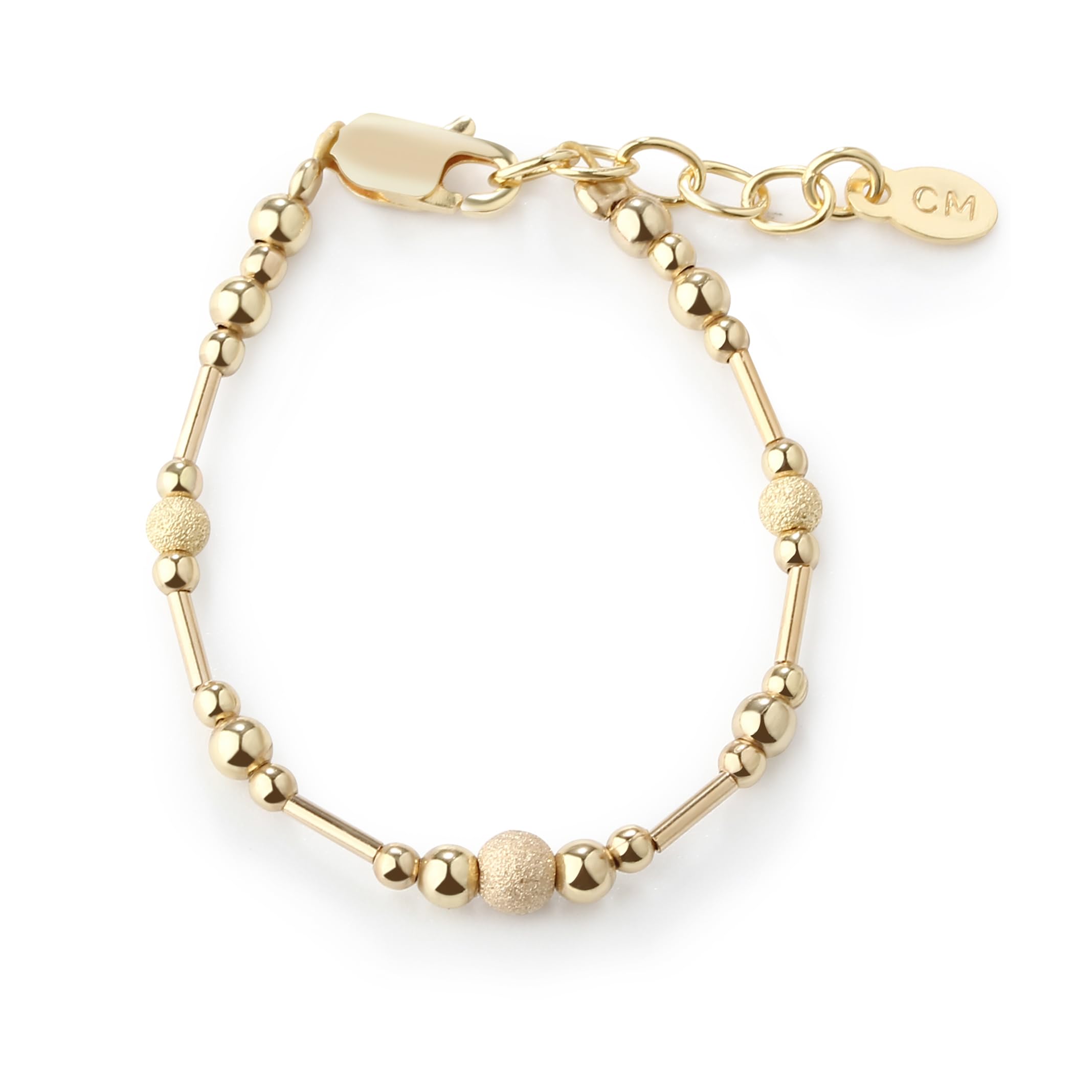 Cherished Moments Children's 14K Gold-plated and 925 Sterling Silver Bracelet with Cultured Pearls, Liquid Gold and Silver Accents for Babies,