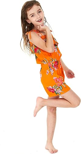 Miniatura 5 de Mono hawaiano con volantes para niña en bonito rosa intenso tropical