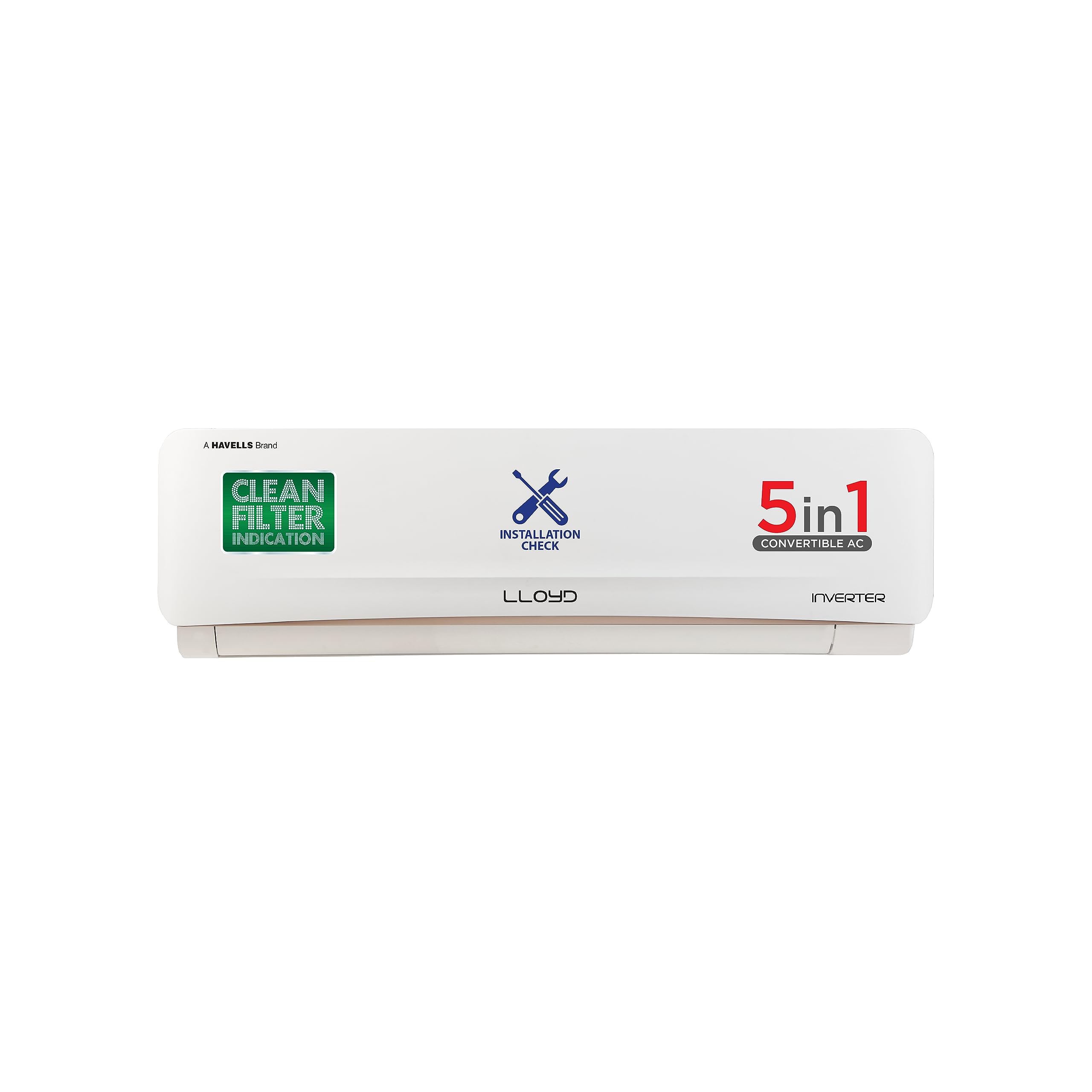 Lloyd 2.0 Ton 5 Star Inverter Split AC (5 in 1 Convertible, Copper, Anti-Viral + PM 2.5 Filter, 2024 Model, White with Golden Deco Strip, GLS24I5FWGEV) (B0BRKWQSGL) Amazon Price History, Amazon Price Tracker