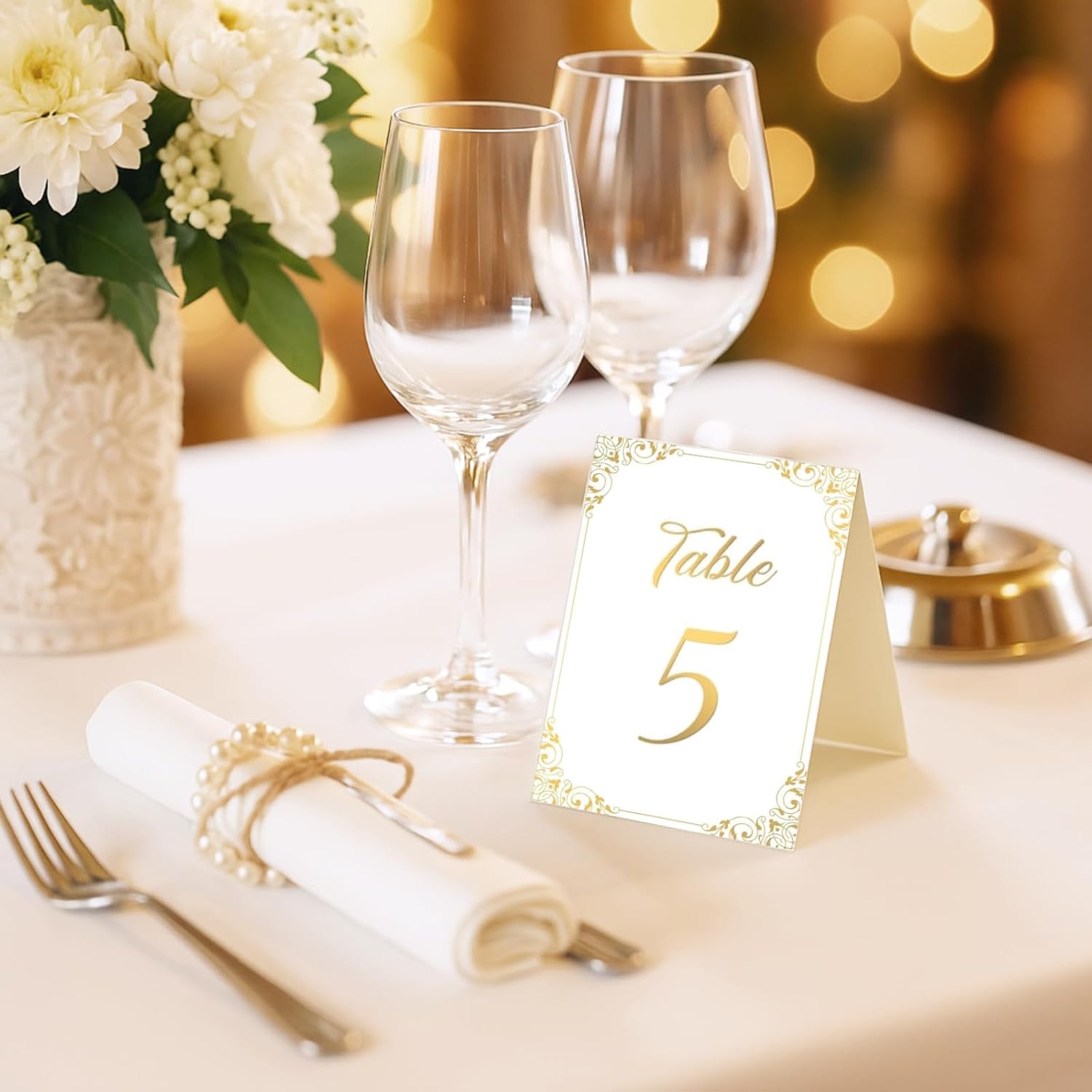 Gold Wedding Table Numbers 1-30 - Double Sided Foil Table Cards 4x6 Inch with Head Gold Wedding Table Numbers 1-30 - Double Sided Foil Table Cards 4x6 Inch with Head