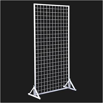 Gridwall Panel Tower,Grid Mesh,Floorstanding Display Stands with Wheel,Movable Home Shop Market Nursery Storage Rack,Partition Shopfitting Screen,White,60X170Cm