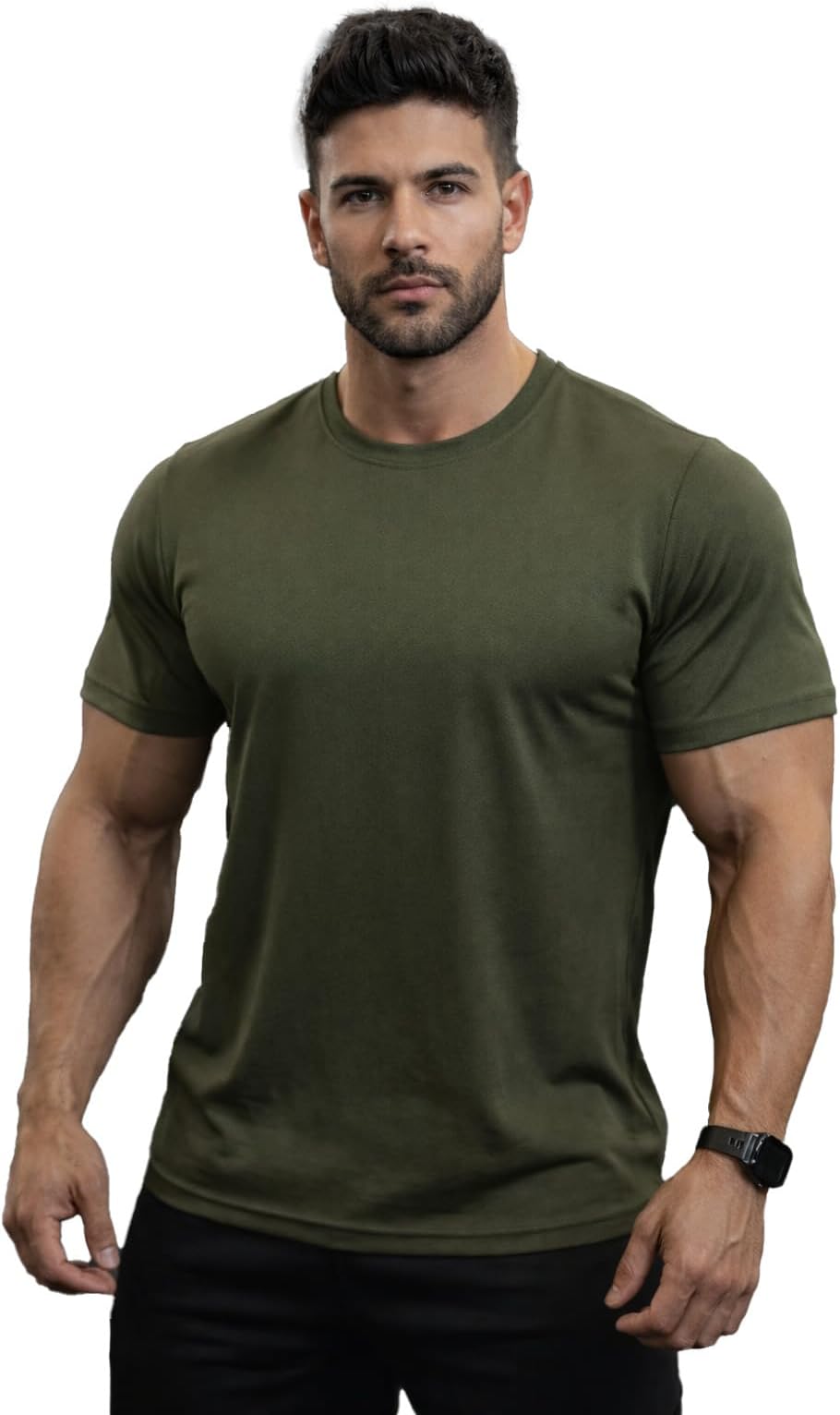 Men Polyester Solid Quick Dry Half Sleeve Regular Fit Round Crew Neck Active Sportswear Gym T-Shirt for Workout Training Running and Fitness Activities
