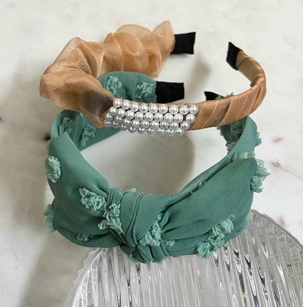 DEEPTI CHANDNA DESIGNS Green3D Bow & Peach Pal Organza Hairband/Headband For Women and Girl for Party and Wedding (Combo of 2) (B0BZSS7W9D) Amazon Price History, Amazon Price Tracker