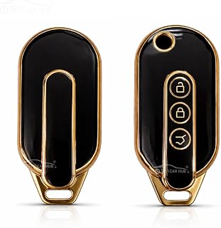HKR CAR HUB Premium TPU Car Key Cover – Glossy Black & Rose Gold Finish | Scratch Resistant Compatible with MG Comet 3 But... Price In India