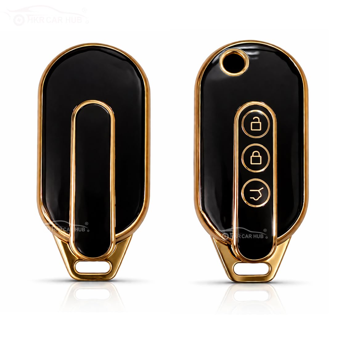 Premium TPU Car Key Cover – Glossy Black & Rose Gold Finish | Scratch Resistant Compatible with MG Comet 3 Button Flip Key Pack of 1 Pcs-picture-11
