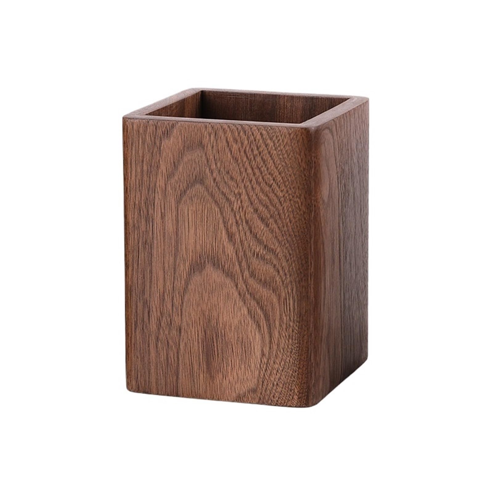 pot a crayon Pot à crayons créatif en bois massif, boîte de rangement bureau noyer noir, papeterie d'apprentissage simple(Style 2)