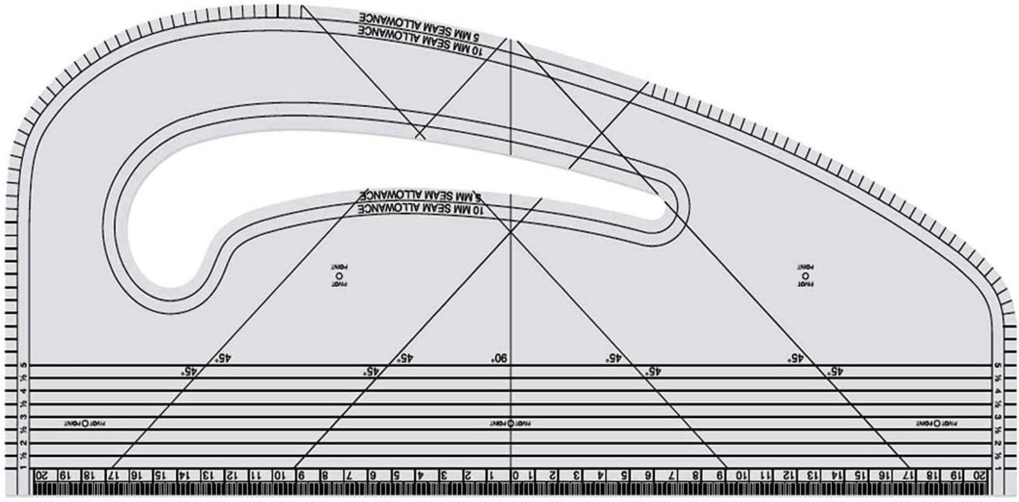 Jasol Pattern Master Fashion Design Multi Purpose Tailoring Sewing Tool Scale Pattern Curve Ruler Pack of 1 Transparent