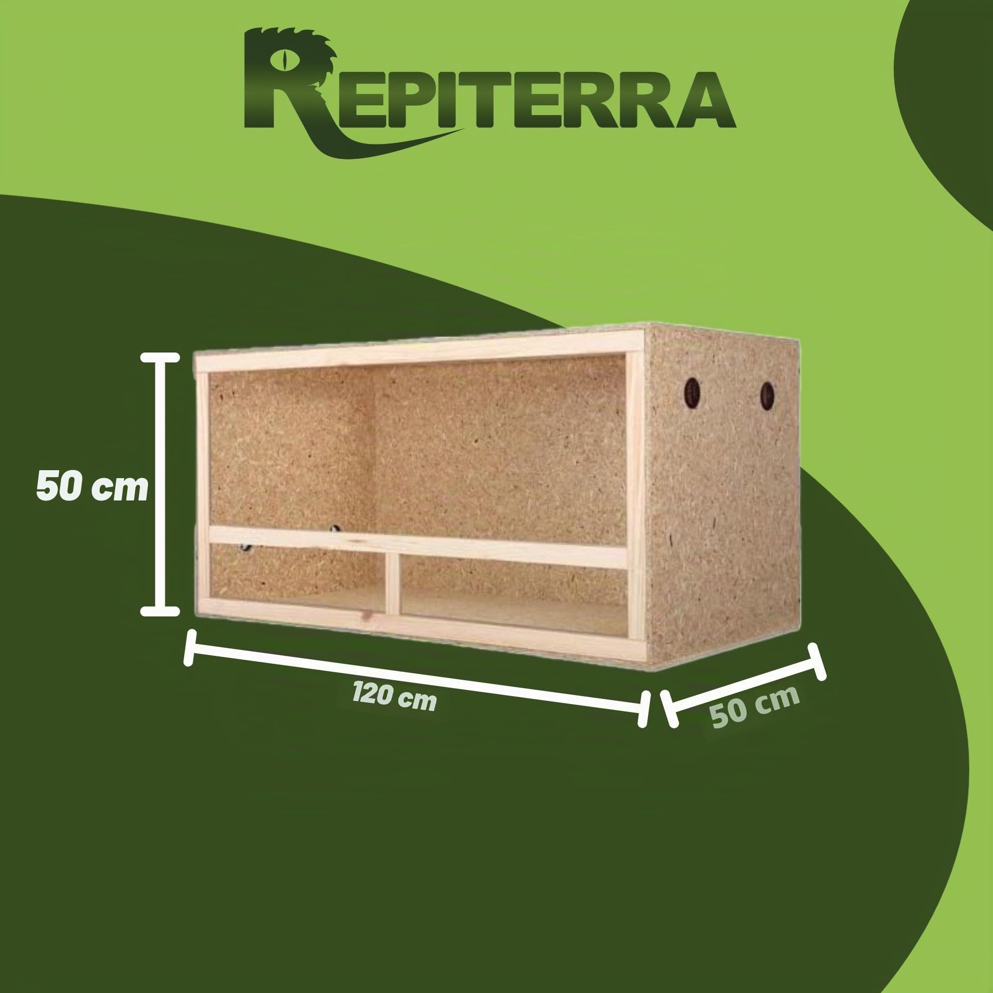 Terrario de tamaño grande de madera para reptiles, para interiores, parte con ventilación, para serpientes y lagartos, beige, 120x50x50cm - Side Vent