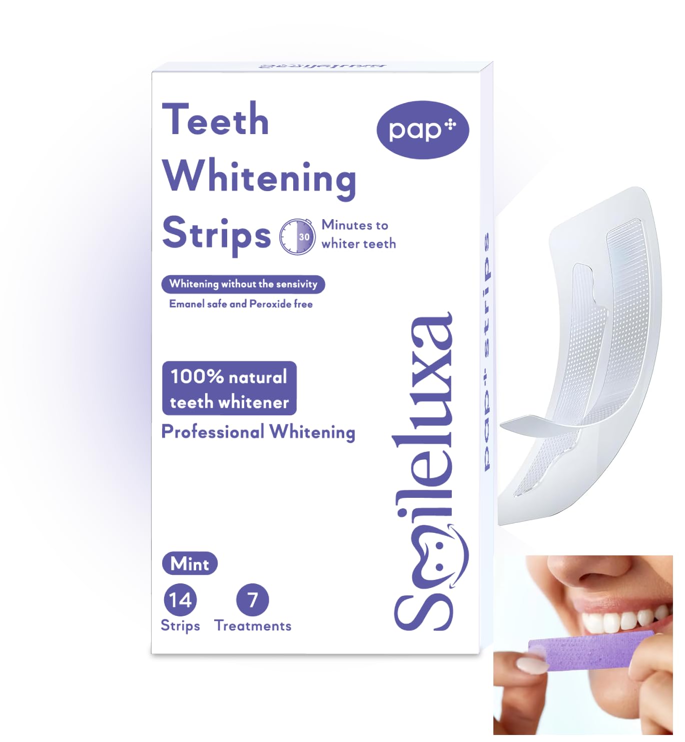Smileluxa Teeth Whitening Strips for Brighter Teeth Effectively Removes Years of Teeth Stains| Enamel Safe Teeth Whitening | FDA Approved | Sensitivity & Peroxide Free | Vegan, Non Toxic 14 Strips ( 7 Treatment ) (B0D3HN3YQW) Amazon Price History, Amazon Price Tracker