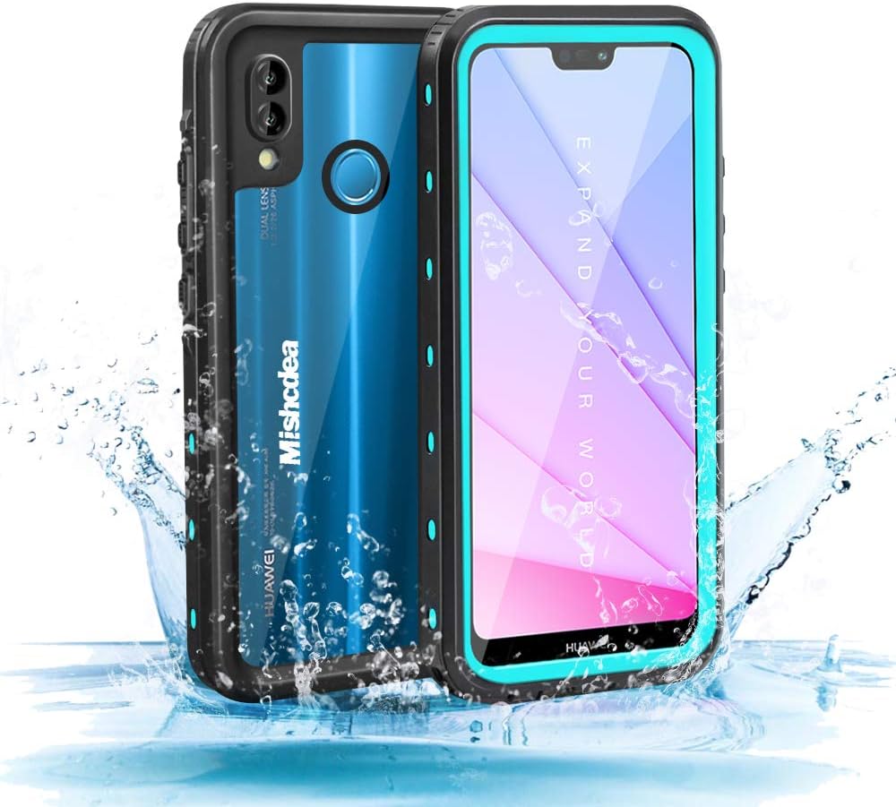 Mishcdea for Huawei P20 Lite Waterproof Case Shockproof Snow-Proof Dirt-Proof Full Body Phone Protector Cover for Huawei P20 Lite 2018 (Huawei Nova 3e), Blue