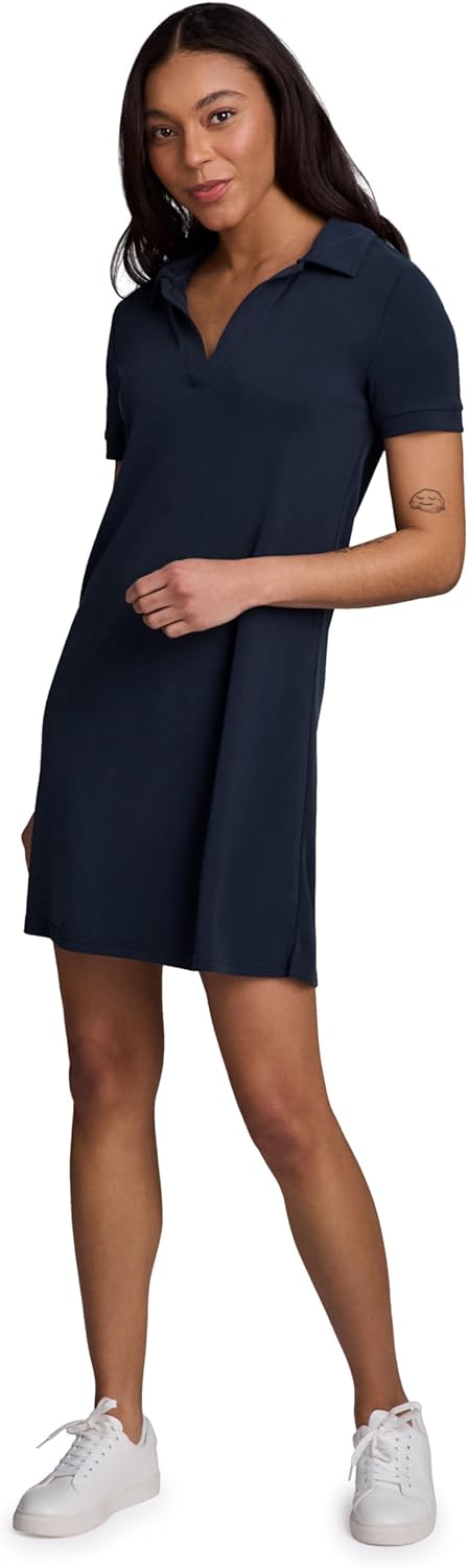 RBX Active Women's T-Shirt Dress, Lightweight Soft Modal Breathable Relaxed Fit V-Neck Collared Dress Travel Tunic Coverup
