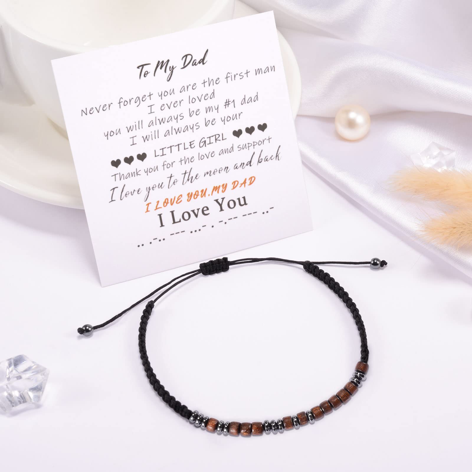 VU100 Bracciale Codice Morse Per Uomini Donne, Ti Amo Bracciale Regolabile Compleanno Regalo Di San Valentino Per Fidanzato Fidanzata Mamma Papà