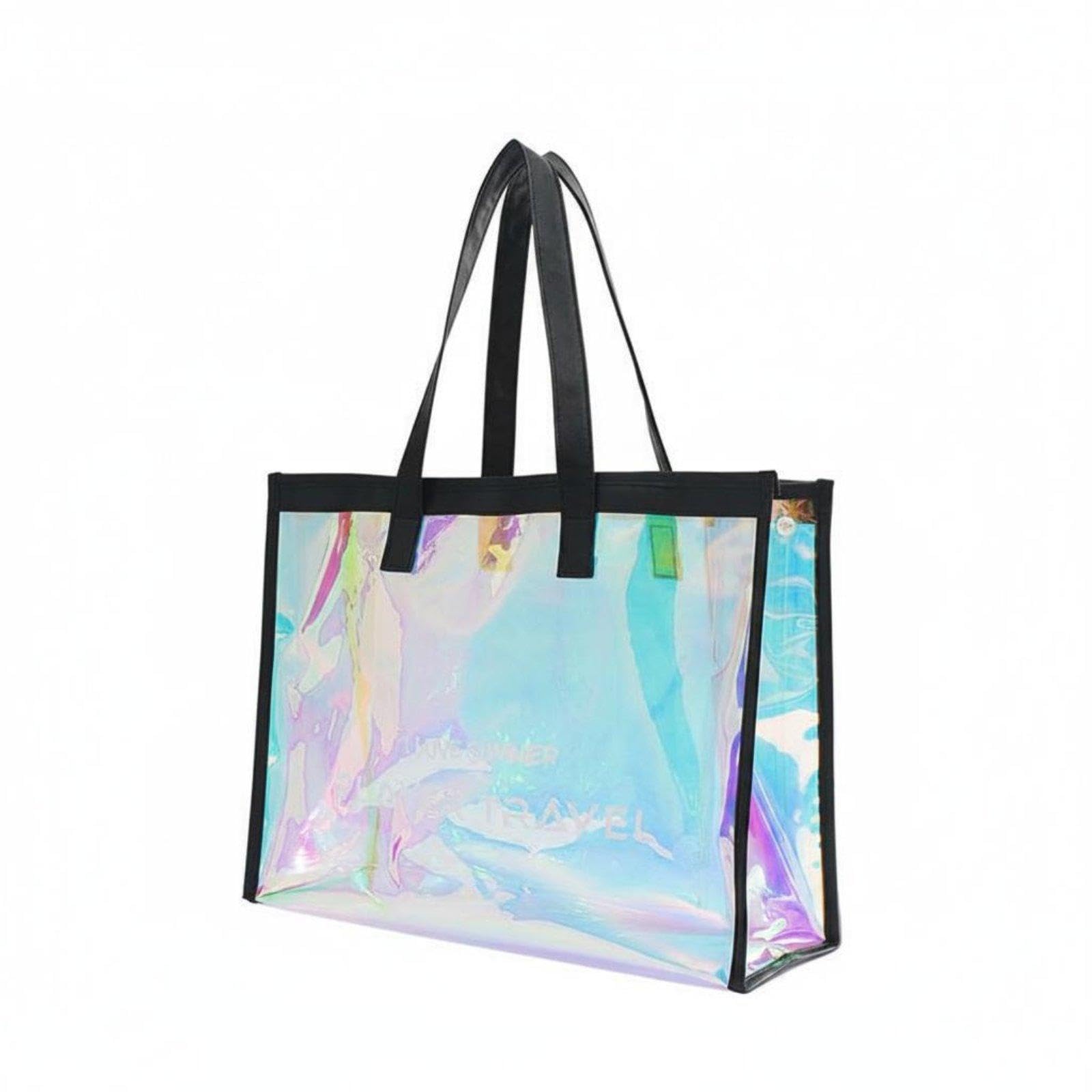 Swimming Bag Iridescent Transparent Tote Bag Transparent Beach Tote Black|Clothing Shoes & Accessories| Womens Handbags & Bags-picture-18