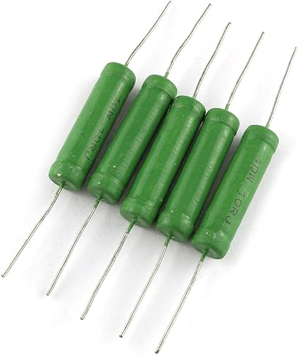 E-outstanding Resistencia de 10 ohmios, 5 unidades de 10 W, 10 ohmios, 5 % de tipo fijo axial de alambre con plomo para proyectos y experimentos