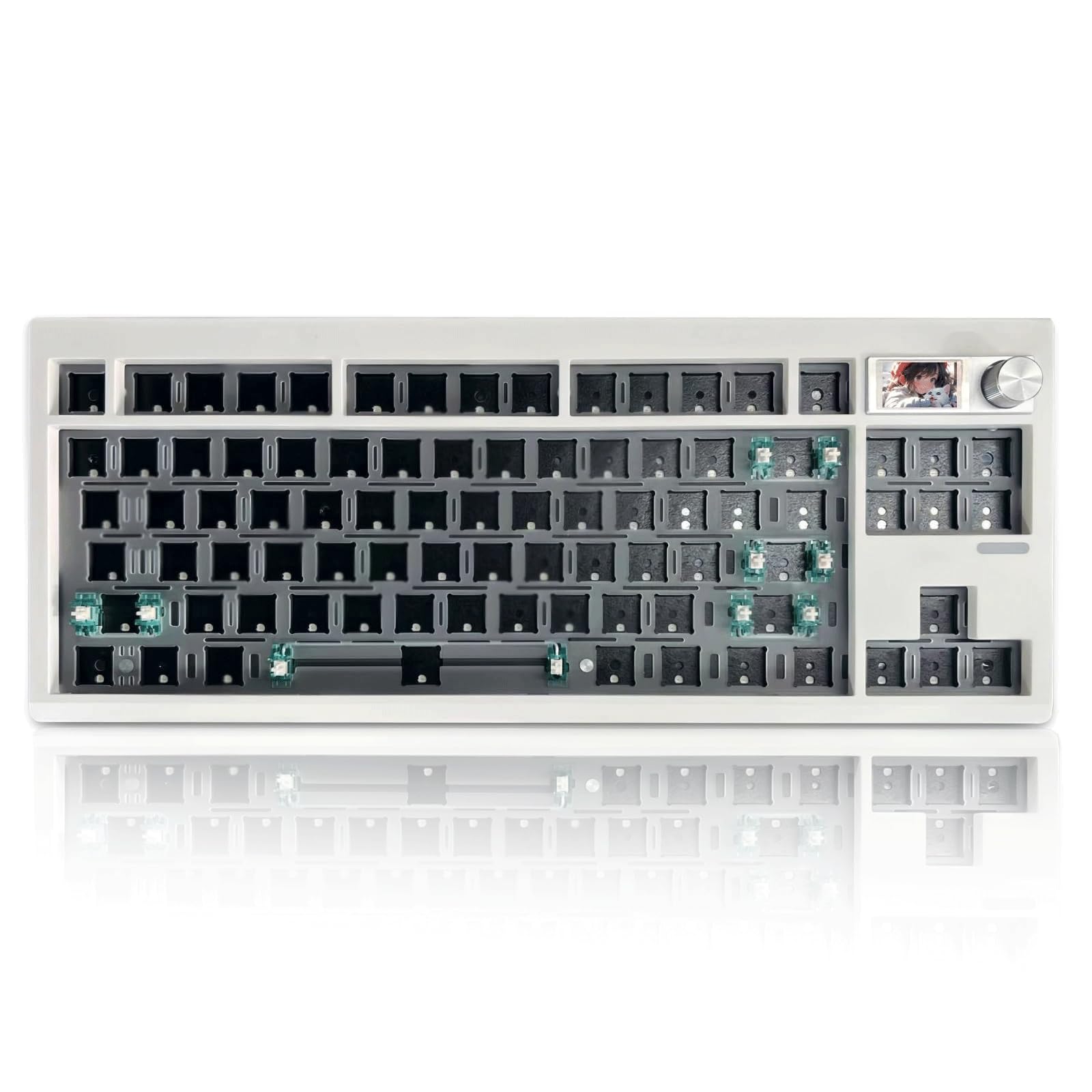 ZUOYA GMK87 TKL Mechanical Keyboard Kit with TFT Screen&Knob,BT5.0/2.4Ghz/Type C Tri Mode Barebones Keyboard VIA Programmable RGB HotSwap Gasket Mount