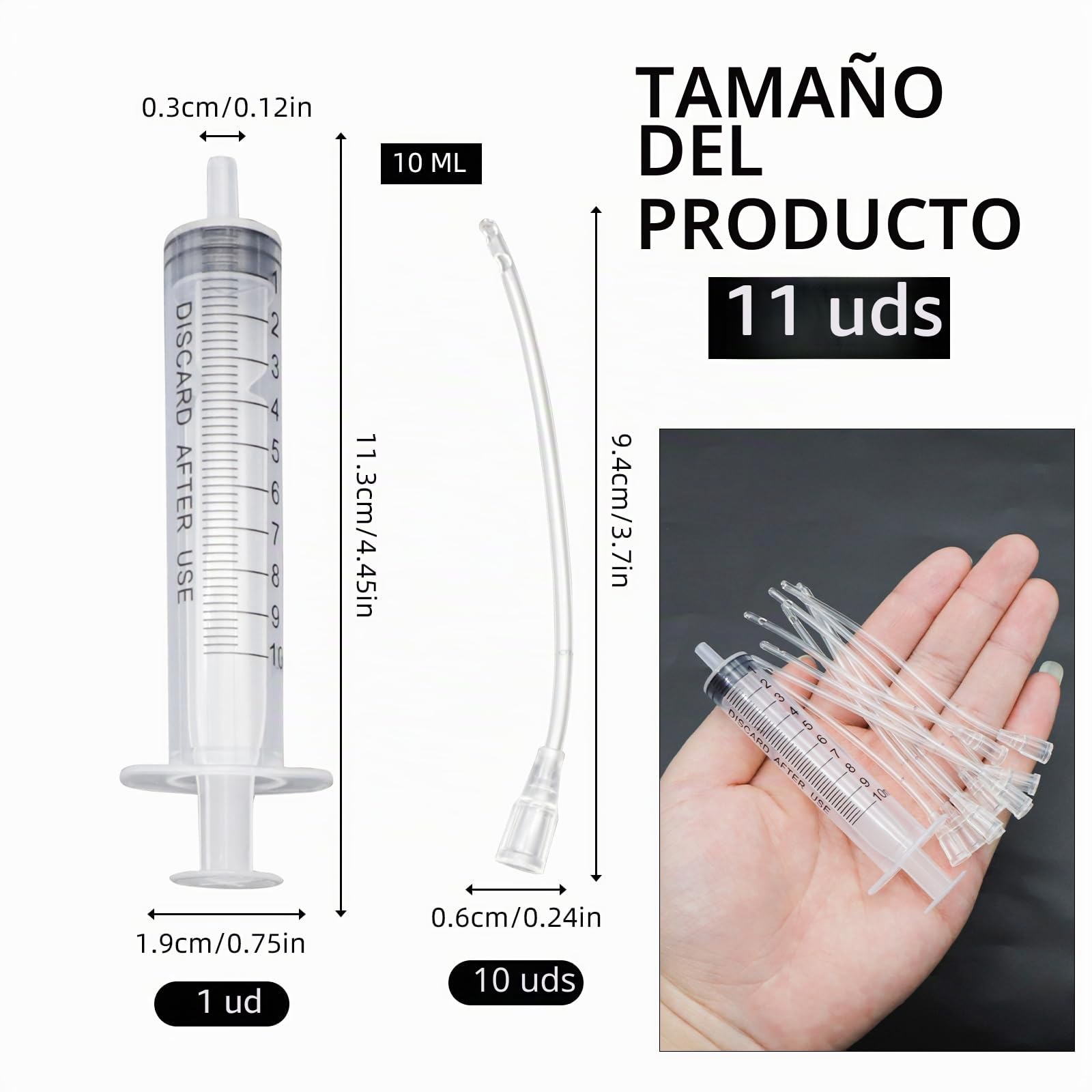 Jeringas de 10ml con 10 unidades de tubo, Set de alimentador para aves jóvenes, Jeringa con tubo, Accesorios para palomas, Disposición de pájaros bebé loros, Herramienta de alimentación manual, Para