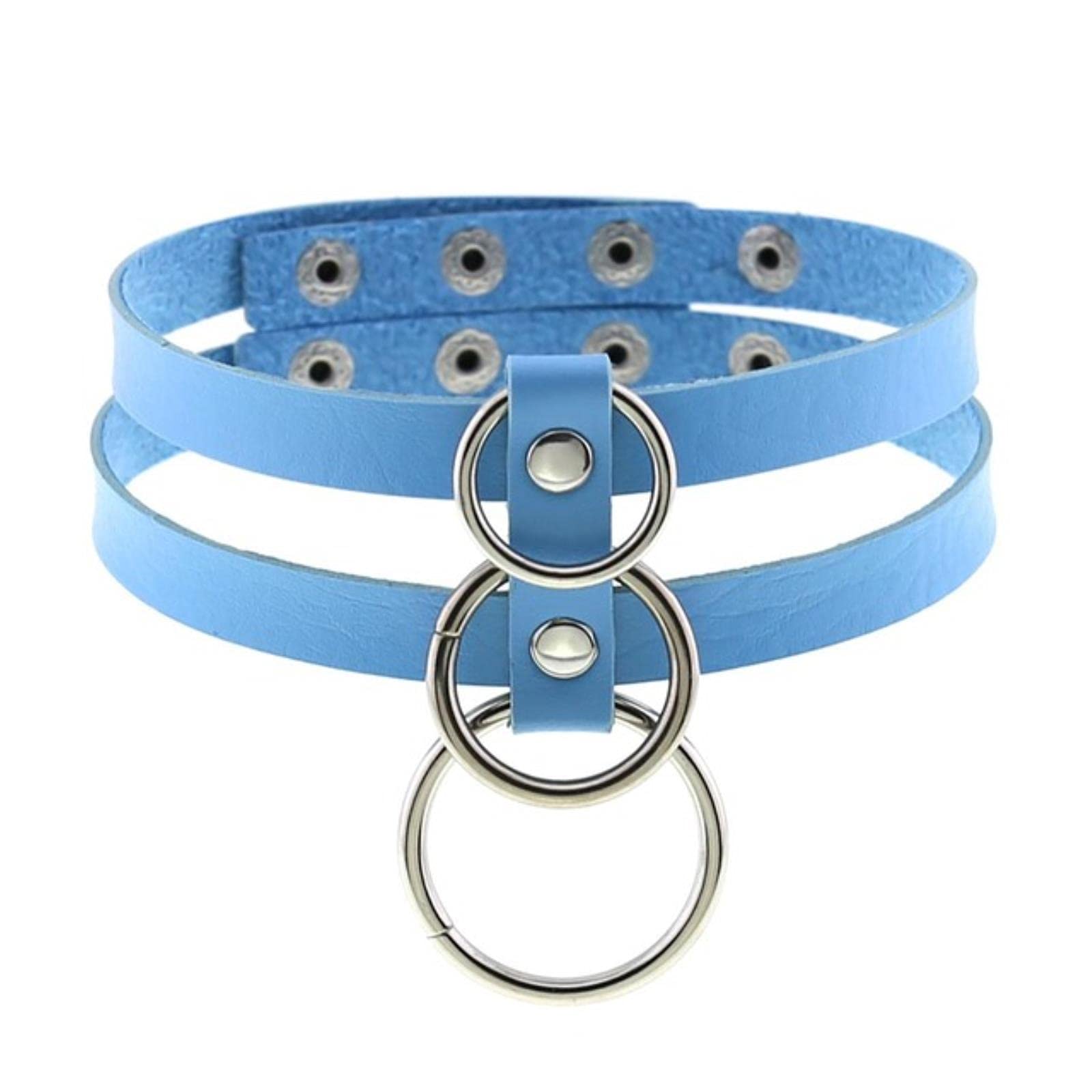 Harajuku Chocker Black Goth Punk Gothic Choker Necklace for Women Cosplay Aesthetic Accessories-light blue