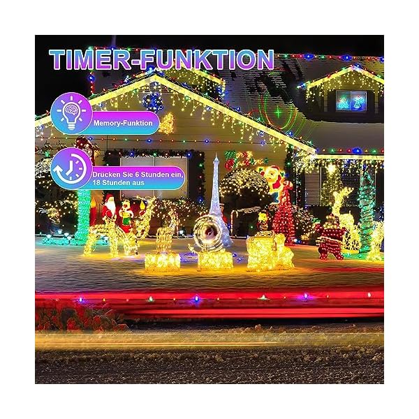 Tubiaz 10 Meter LED Lichterschlauch Außen, Bunt 100LEDs Wasserfest LED Schlauch für Auße, Dimmbar & Memory-Funktion, für Weihnachten, IP65 – Bild 7