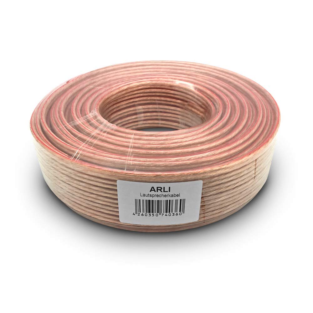ARLI 200m (2 x 100m) Lautsprecherkabel transparent – 2x4 mm² CCA flexibel + Metermarkierung für HiFi Surround Auto Boxen 2 x 4 Lautsprecher Kabel