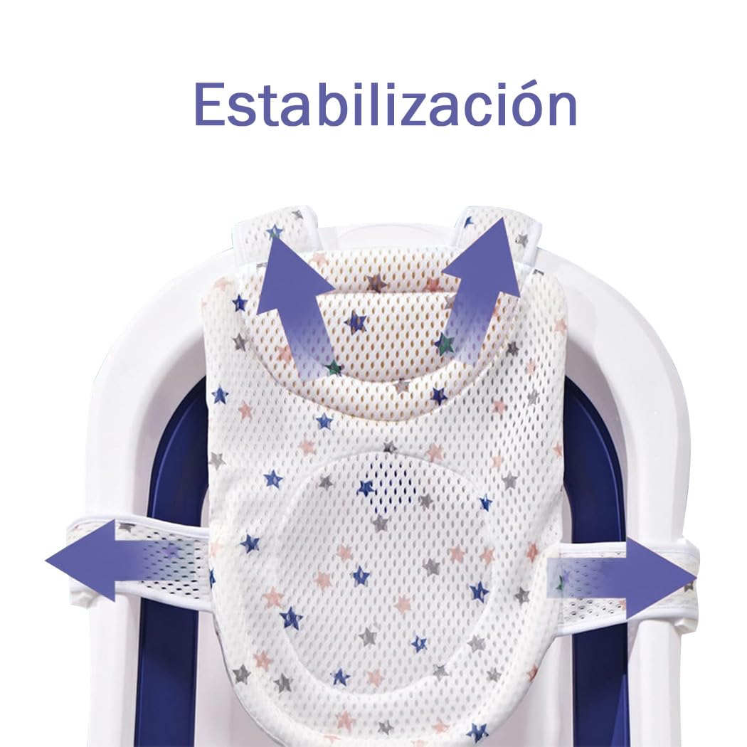 Voarge Red de Baño para Bebés, Asiento de Baño para Bebé Recién Nacido, Cojín de Baño Recién Nacido, Soporte de Baño Ajustable Plegable Flotante para bebé de 0 a 18 Meses (Estrellas regulares)