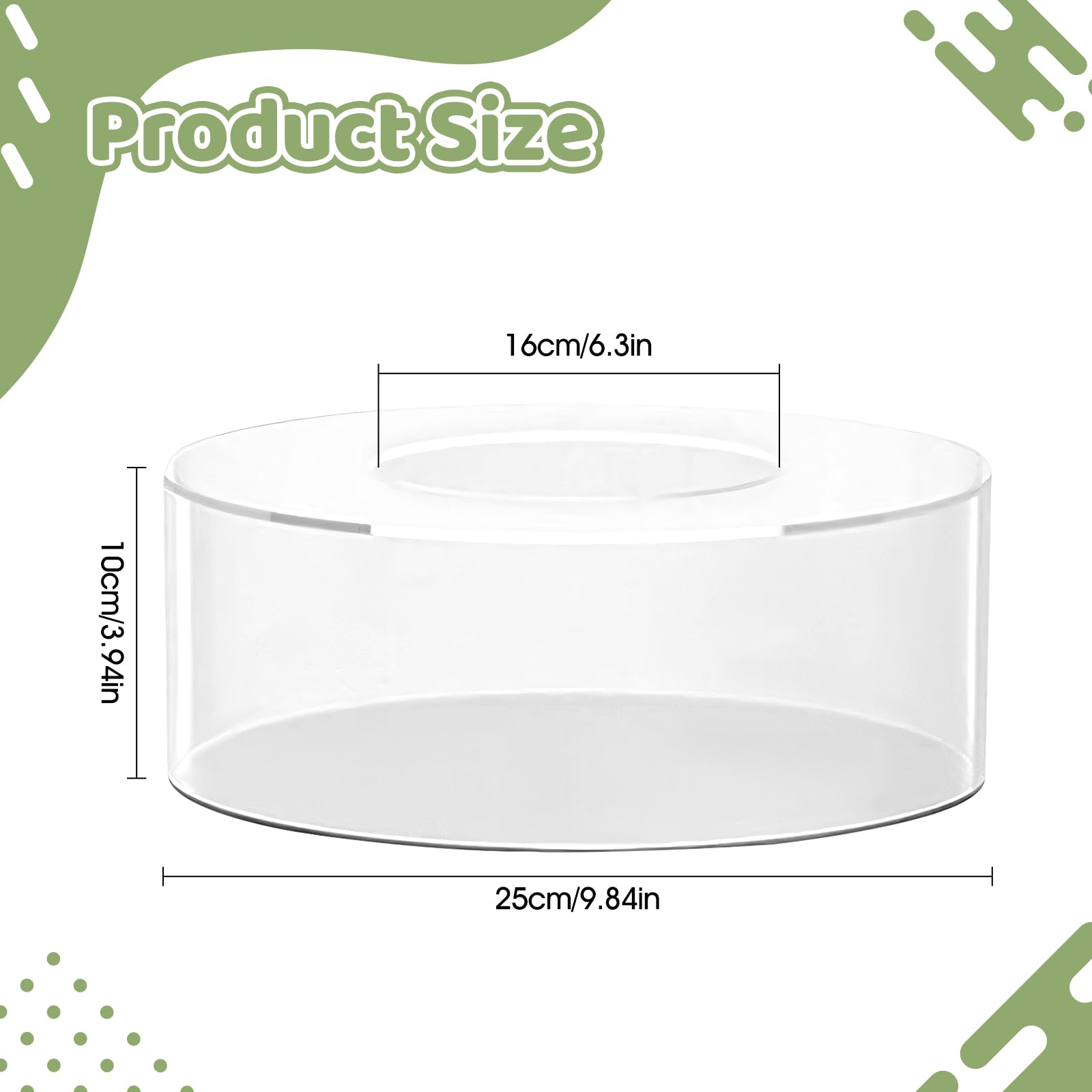 perfk Cilindro Acrilico Display Riser Centrotavola Decorativo Rotondo Forniture Decorative Stand Riser Cake Dummy Cake Display di Compleanno, 25 cm