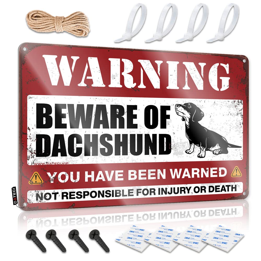 IBWNBBUSN Man Cave Sign Funny Beware Of Dachshund Sign Retro Metal Signs Mancave Signs And Decor(20X30CM)