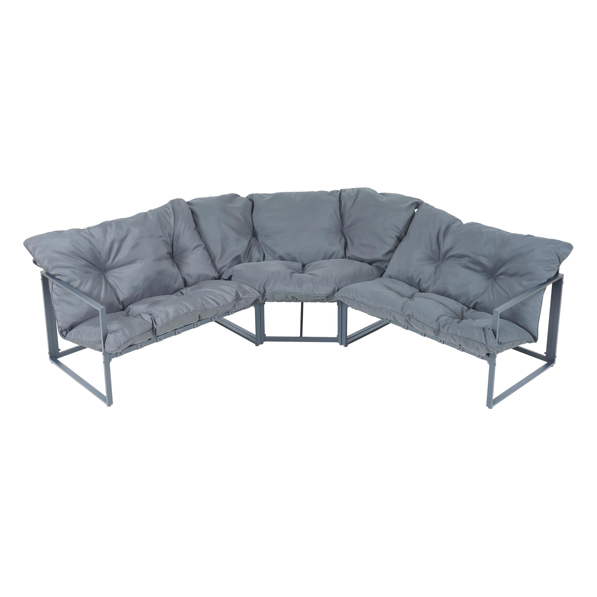 casa.pro Set Salottino per Esterno Set Mobili da Giardino Divano Modulare a 3 pezzi e Tavolino con Piano in Vetro Nero Arredo per Terrazza Patio - Grigio Scuro