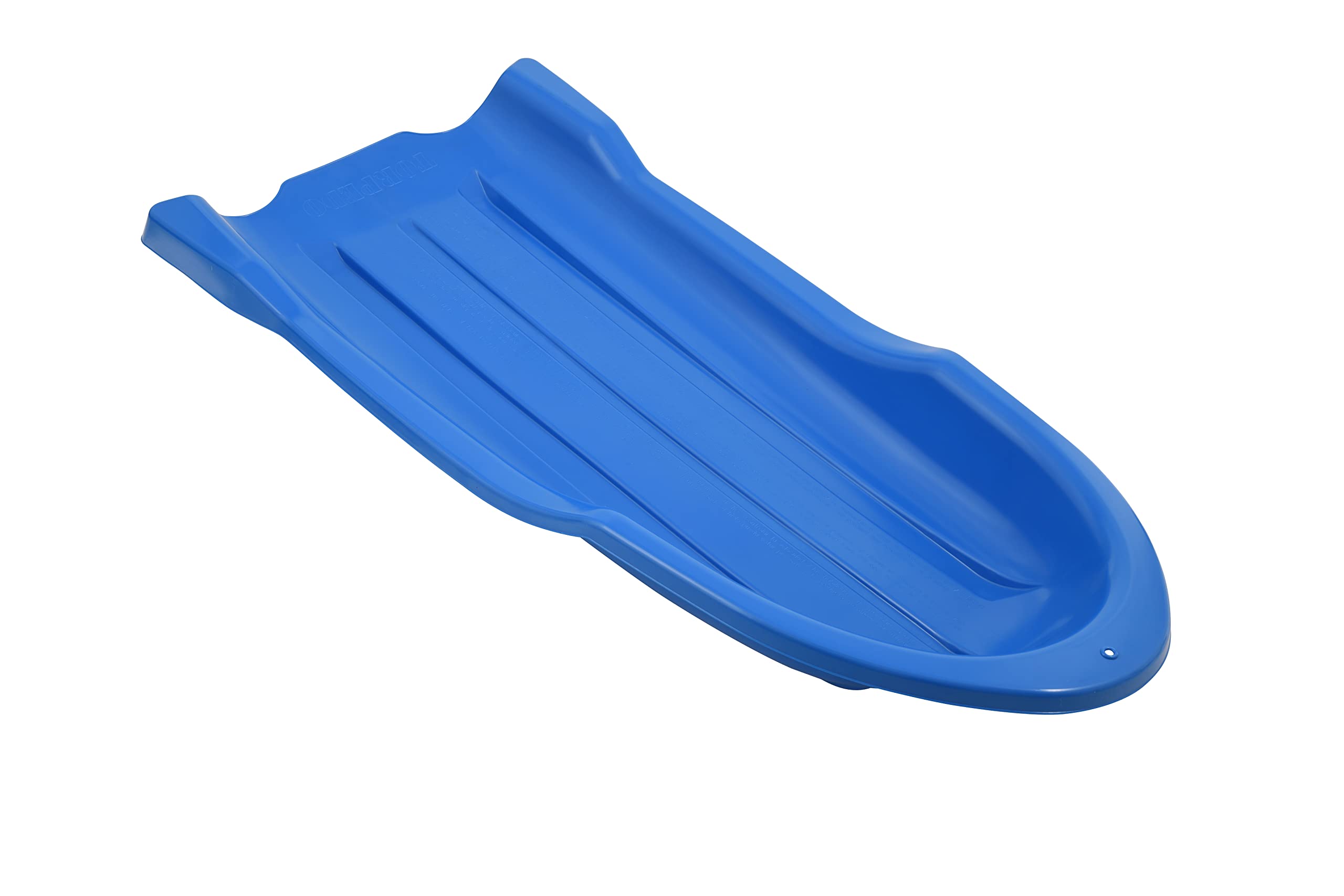 Superio Toboggan Snow Sled for Kids and Adults, 46" Heavy Duty Plastic Open Back Slider with Handles and Hole for Pull Ropes- (Ropes Excluded) Kid and Adult Winter Fun