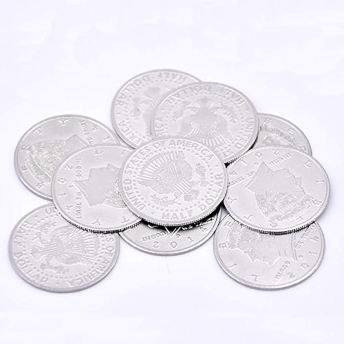 Enjoyer Palming Coins Super Thin (versión de medio dólar) Trucos de magia Moneda Accesorios de Mago Accesorios Magos Moneda Gimmick, 10 Unids/Set